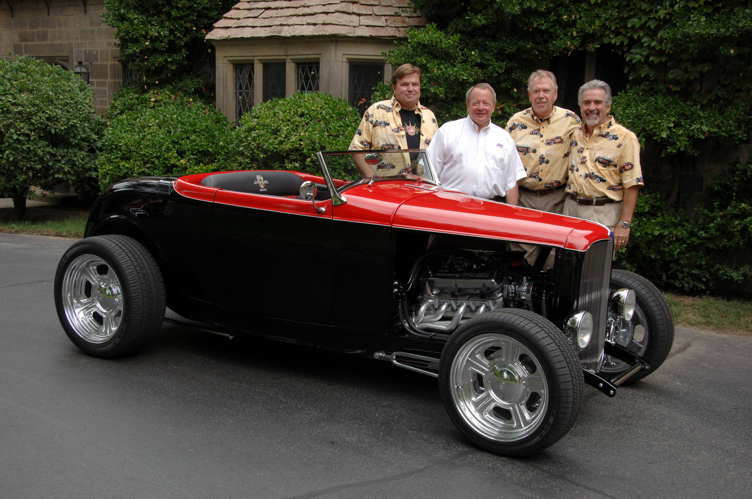 The Detroit Street Rods team with Edsel B. Ford, II, and the 75th Anniversary Deuce